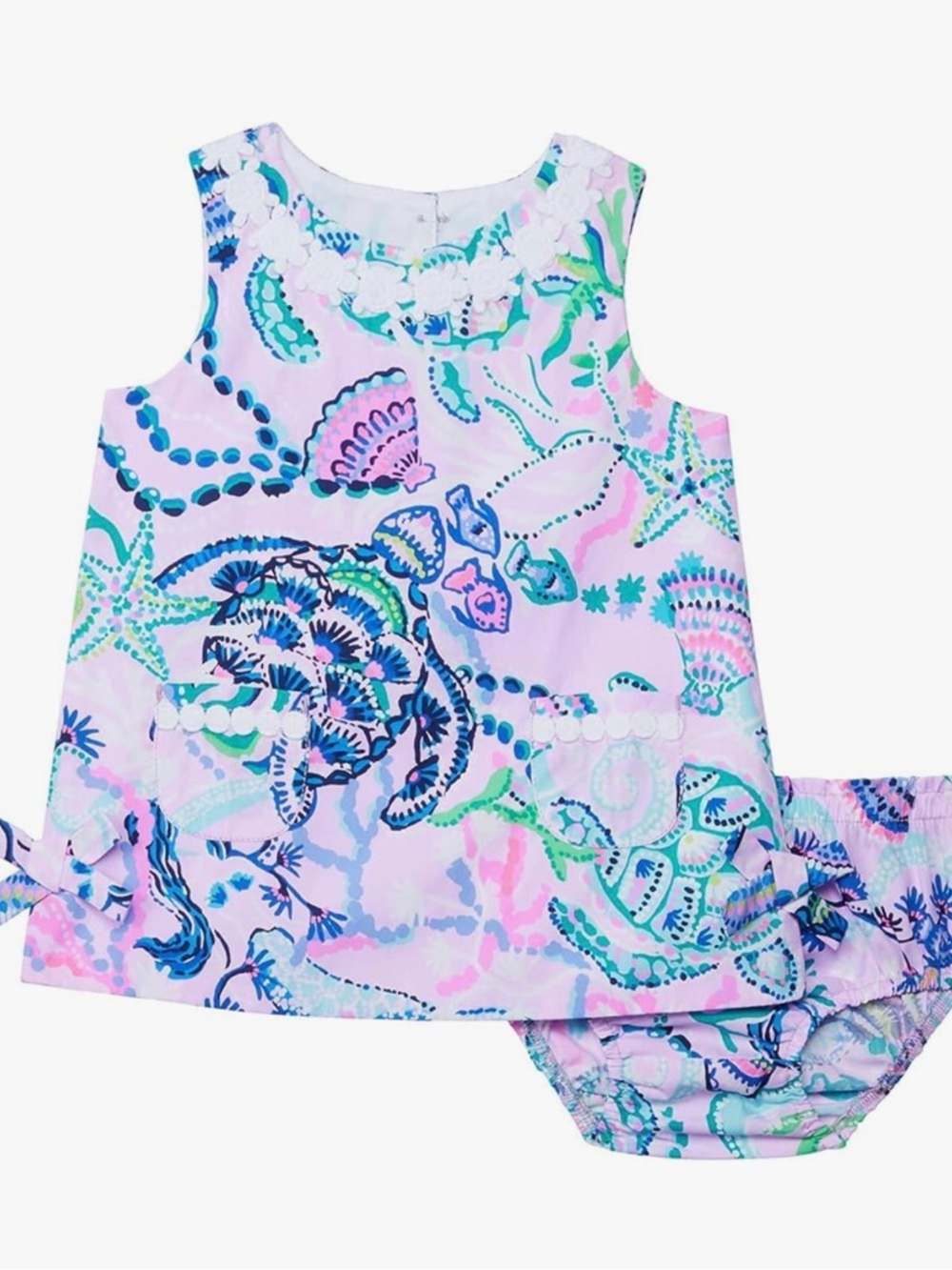 RARE Lilly Pulitzer Seashell Print Dress & Bloomers - Pink, Blue, Green 18-24M
